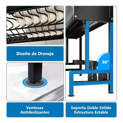 Escurridor de Platos de Acero al Carbono con Puerta Abatible
